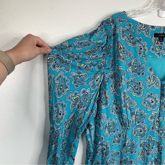 J. Crew Drapey‎ puff-sleeve dress in paisley bunch Maxi Length Womens 18. blue - Picture 5 of 13